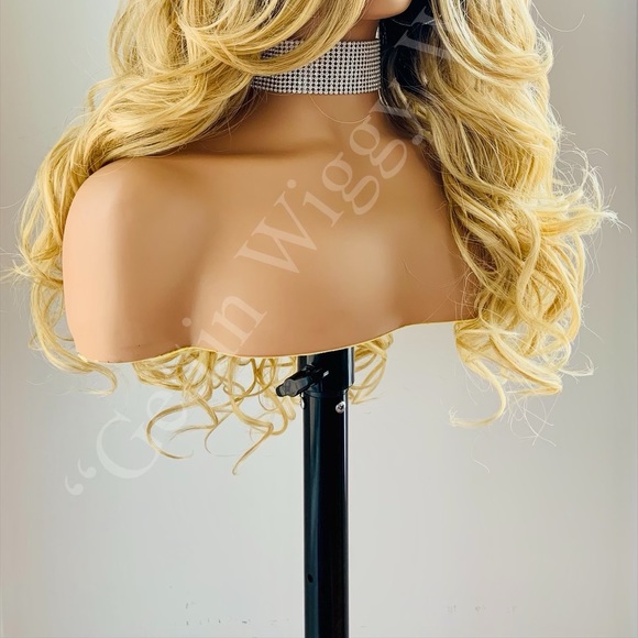 Gorgeous Ombre Blonde Premium Fiber Lace Front Wig - Picture 7 of 13